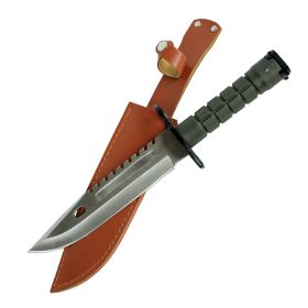 13.5" Military Survival Rambo Fixed Blade Hunting Knife Bayonet Tactical Bowie - Green