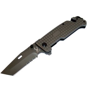 8.5" The Bone Edge Collection Grey Folding Knife with Belt Clip