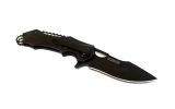 8.5" Black Stainless Steel Blade Black Metal Handle with Clip & Keychain Hole