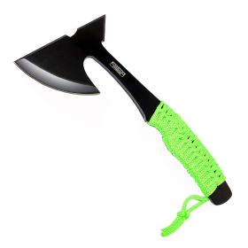 Defender-Xtreme 9" Full Tang Hunting Axe Stainless Steel Blade Green Nylon Handle with Sheath