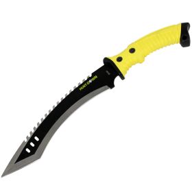 16" Curved Blade Hunting Knife Straight Camping Outdoor Knives Tactical Yellow /Sheath