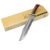 TheBoneEdge 16.5" Damascus Blade Wood Handle Hunting Knives with Leather Sheath