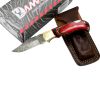 TheBoneEdge 6.5" Damascus Folding Knife Red Wood Handle Handmade with Sheath