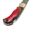 TheBoneEdge 6.5" Damascus Folding Knife Red Wood Handle Handmade with Sheath