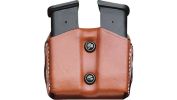 DESANTIS DOUBLE MAG POUCH OWB LTHR FITS GLOCK 17/19/23/22 TAN
