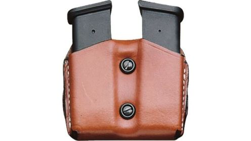 DESANTIS DOUBLE MAG POUCH OWB LEATHER SINGLE STACK 10/45 TAN