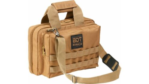 BULLDOG DELUXE 2 PISTOL RANGE BAG W/MOLLE TAN