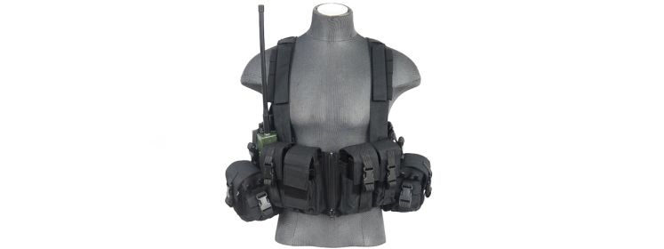 SCA-317B T1G LOAD BEARING CHEST RIG w/ZIPPER (COLOR: BLACK)