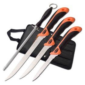 Elk Ridge Stain Finished 3CR13 Steel Fixed Blade Fillet Knife Set