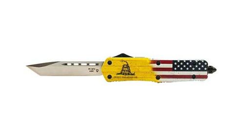 Quick Overview TEMPLAR KNIFE LARGE OTF DON'T TREAD ON ME 3.5" SILVER TANTO