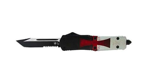 TEMPLAR KNIFE LARGE OTF TEMPLR FLAG 3.5" BLK TANTO SERRATED!