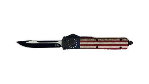 TEMPLAR KNIFE SLIM OTF BETSY ROSS FLAG 3.1" BLACK DROP PNT