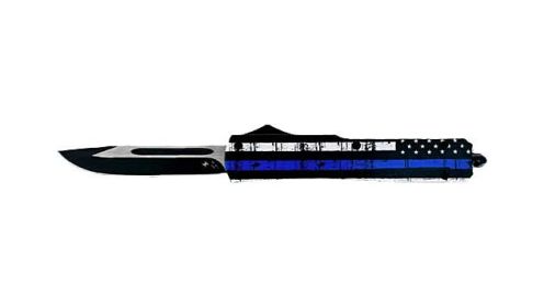 TEMPLAR KNIFE SLIM OTF BACK THE BLUE 3.1" BLK DROP POINT