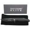 Hunt-Down 8" Black Stone Wash Blade Ball Bearing Folding Knife G10 Handle With Box