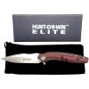Hunt-Down 8" Black & Red G10 Handle Ball Bearing Folding Knife D2 Steel With Box