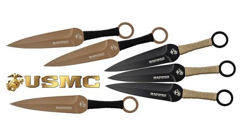 MC USMC 9" SPEAR POINT THROWING KNIVES 6-PACK BLK/FD!