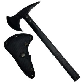 17" All Black Tactical Tomahawk Hatchet Axe Stainless Steel Blade With Sheath