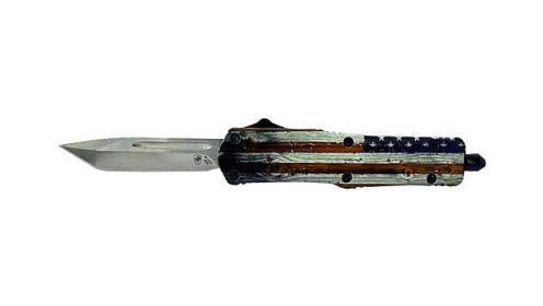 TEMPLAR KNIFE SMALL OTF WOOD US FLAG 2.75" SILVER TANTO