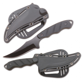 Defender Black Survival Hunting Camping Steel Knife 9" ABS Handle & Clip Pouch