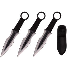 7.5" Black Color Throwing Knife 3pc Set With Nylon Sheath