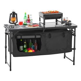 Camping Kitchen Table Folding Portable Outdoor Cook Station 3 Adjustable Height