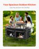 Camping Kitchen Table Folding Portable Outdoor Cook Station 3 Adjustable Height