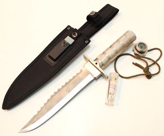 14" Carbon Steel Survival Knife Heavy Duty Fire Starter
