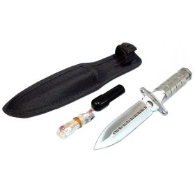 Defender Xtreme 8" Silver Survival Knife With Survival Kit & Sheath