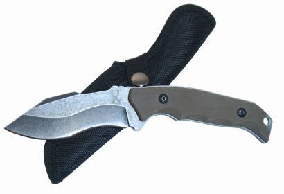 8.5" Bone Edge Full Tang Stone Wash Blade Hunting Knife G10 Handle with Sheath