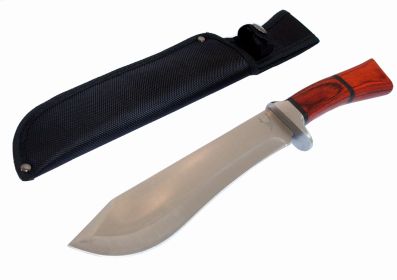 13.5" Hunting Knife The Bone Edge Collection Series Stainless Steel Blade Wood Handle with Sheath