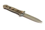 8" S/A Pocket Knife Silver Stainless Steel Blade Metal Handle W/ Belt Clip