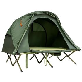 2-Person Outdoor Camping Tent with External Cover (Main Color: Green, Main Material: PVC)